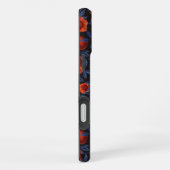 Granatapfel und Kolibris/blaue Blätter auf schwarz iPhone Hülle (Rechte Seite)