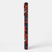 Granatapfel und Kolibris/blaue Blätter auf schwarz iPhone Hülle (Linke Seite)