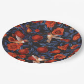 Granatapfel und Kolibris/blaue Blätter auf schwarz Pappteller (Schrägansicht)