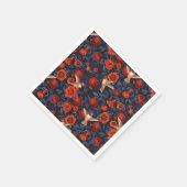 Granatapfel und Kolibris/blaue Blätter auf schwarz Serviette (Ecke)