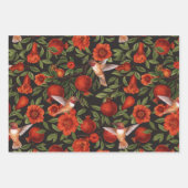 Granatäpfel und Kolibris/grüne Blätter auf Blau (Vorderseite)