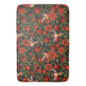 Granatäpfel und Kolibris/grüne Blätter auf Blau Badematte (Vorderseite Vertikal)