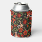 Granatäpfel und Kolibris/grüne Blätter auf Blau Dosenkühler (Kanne Rückseite)