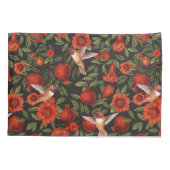 Granatäpfel und Kolibris/grüne Blätter auf Blau Kissenbezug (Rückseite-Links)