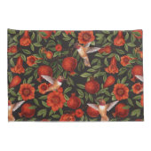 Granatäpfel und Kolibris/grüne Blätter auf Blau Kissenbezug (Rückseite-Rechts)