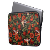 Granatäpfel und Kolibris/grüne Blätter auf Blau Laptopschutzhülle (Vorderseite Links)