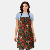 Granatäpfel und Kolibris/grüne Blätter auf Blau Schürze (Getragen)