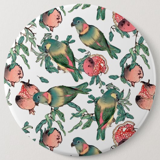 Granatapfel und Lovebirts Button (Vorderseite)