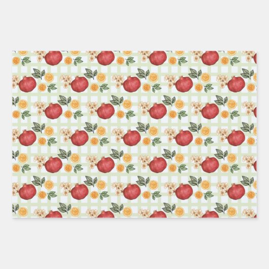 Granatapfel und Orangenscheiben Geschenkpapier Set (Vorderseite 3)