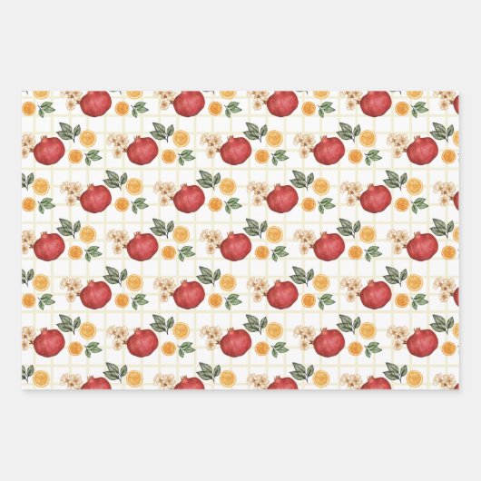 Granatapfel und Orangenscheiben Geschenkpapier Set (Vorderseite 2)