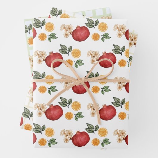 Granatapfel und Orangenscheiben Geschenkpapier Set (Beispiel)