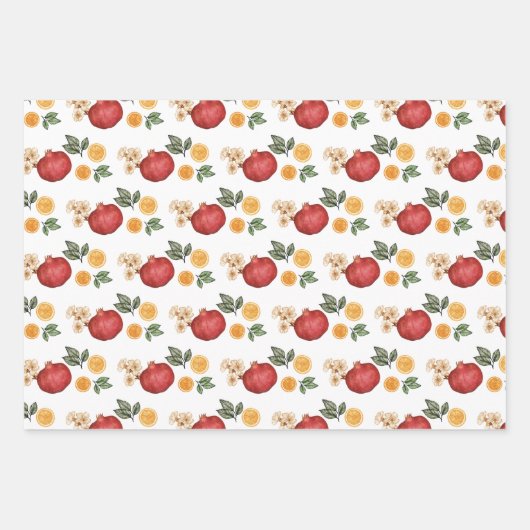 Granatapfel und Orangenscheiben Geschenkpapier Set (Vorderseite)