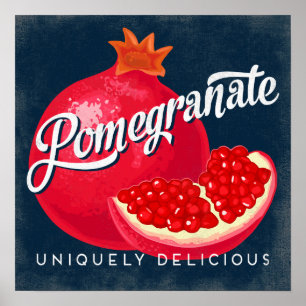 Granatapfel-Vintage-Fruchtlabel-Plakat Poster