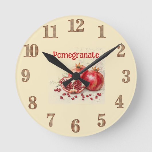 Granatapfel-Wanduhr Runde Wanduhr (Vorderseite)