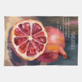 Granatapfel-Wasserfarbe auf texturiertem Hintergru Geschirrtuch (Horizontal)