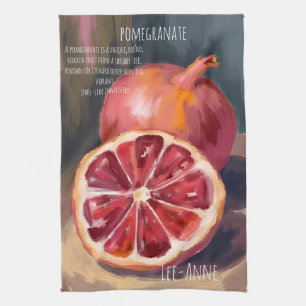 Granatapfel-Wasserfarbe auf texturiertem Hintergru Geschirrtuch