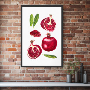 Granatapfel Wasserfarben Kunst Poster