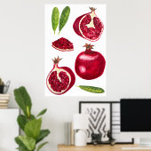 Granatapfel Wasserfarben Kunst Poster (Heimbüro)