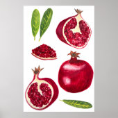 Granatapfel Wasserfarben Kunst Poster (Vorne)