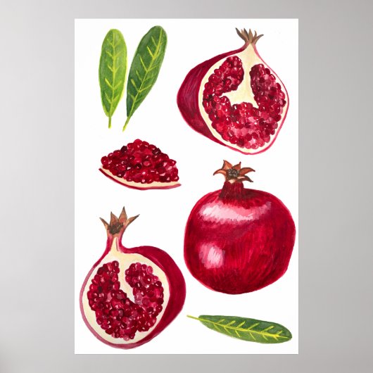 Granatapfel Wasserfarben Kunst Poster (Vorne)