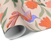 Granatapfelblüten mit Insekten und Colibri-Pattern Geschenkpapier (Rolleneckpunkt)