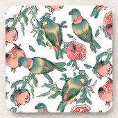 Granatapfelfrucht & Lovebirds Muster Getränkeuntersetzer (Vorderseite)