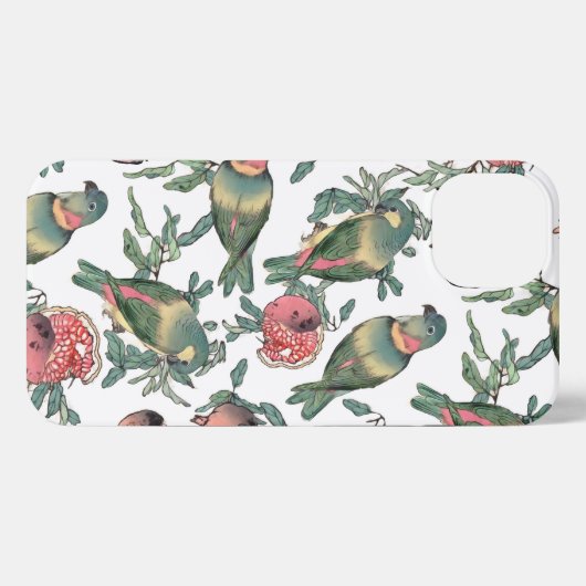 Granatapfelfrucht & Lovebirds Muster iPhone Hülle (Rückseite (Horizontal))