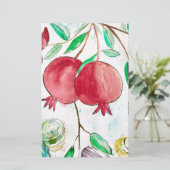 Granatapfelfrucht rot Tropische Natur Wasserfarbe Briefpapier (Stehend Vorderseite)