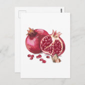 Granatapfelfrucht und Schmetterling Postkarte (Vorne/Hinten)