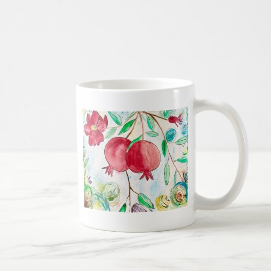 Granatapfelfrucht Wasserfarbe Gesund mediterran Kaffeetasse (Rechts)