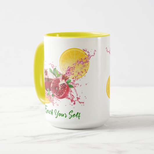 Granatapfelfrüchte Aquarell Tasse (Vorderseite Links)
