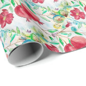 Granatapfelfrüchte Aquarellrot Sommer tropisch Geschenkpapier (Rolleneckpunkt)