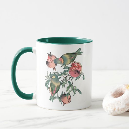 Granatapfelfrüchte & Lovebirds Tasse (Mit Donut)