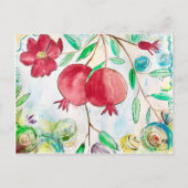 Granatapfelfruchtmuster Wasserfarbe Postkarte (Vorderseite)