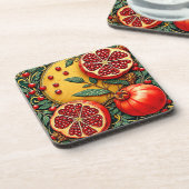 Granate Elegante Kunst, Dichtung und Musik Getränkeuntersetzer (Linke Seite)