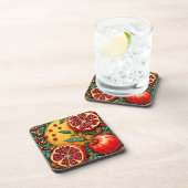 Granate Elegante Kunst, Dichtung und Musik Getränkeuntersetzer (Rechte Seite)