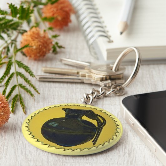 Granate in grün auf Gelb Schlüsselanhänger (Seite)