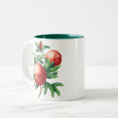 Granatobst mit grünen Blätter Zweifarbige Tasse (Vorderseite Links)