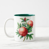 Granatobst mit grünen Blätter Zweifarbige Tasse (Links)