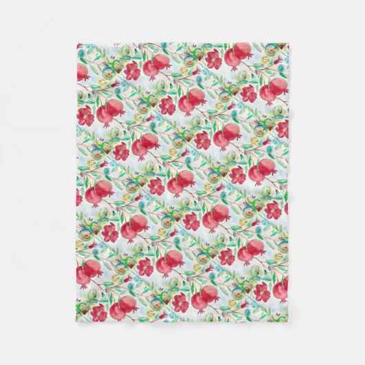 Granatrot-Muster Food Hebräisch Fleecedecke (Vorderseite)