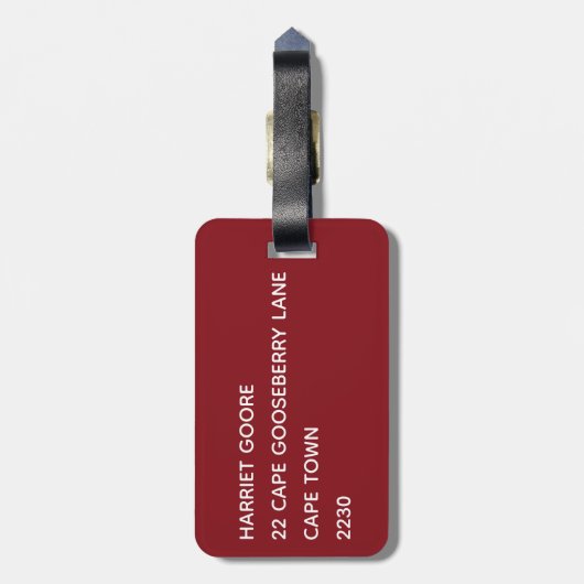 Granatrot - Name Gepäckanhänger (Rückseite vertikal)