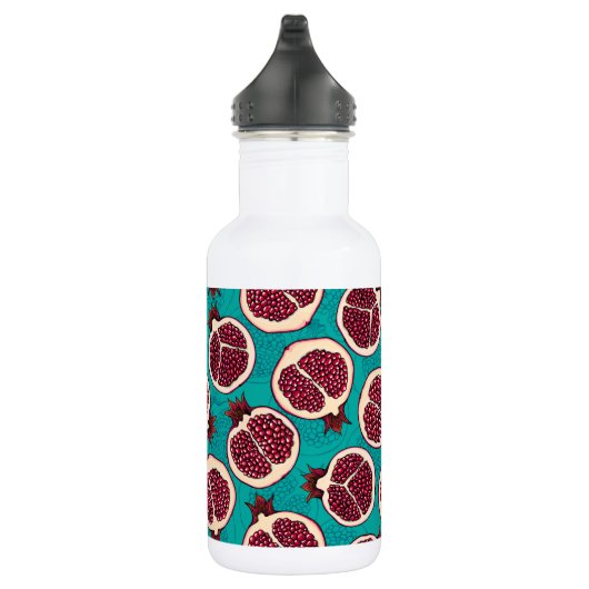 Granatscheiben auf Türkis Edelstahlflasche (Rechts)