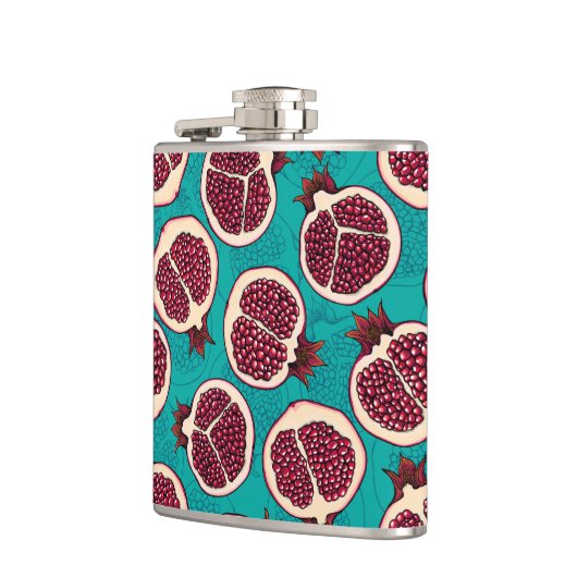 Granatscheiben auf Türkis Flachmann (Links)