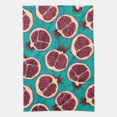 Granatscheiben auf Türkis Geschirrtuch (Vertikal)