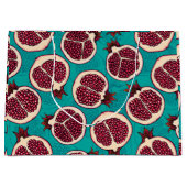 Granatscheiben auf Türkis Große Geschenktüte (Vorderseite)