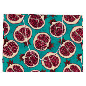 Granatscheiben auf Türkis Große Geschenktüte (Rückseite)