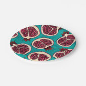 Granatscheiben auf Türkis Pappteller (Schrägansicht)