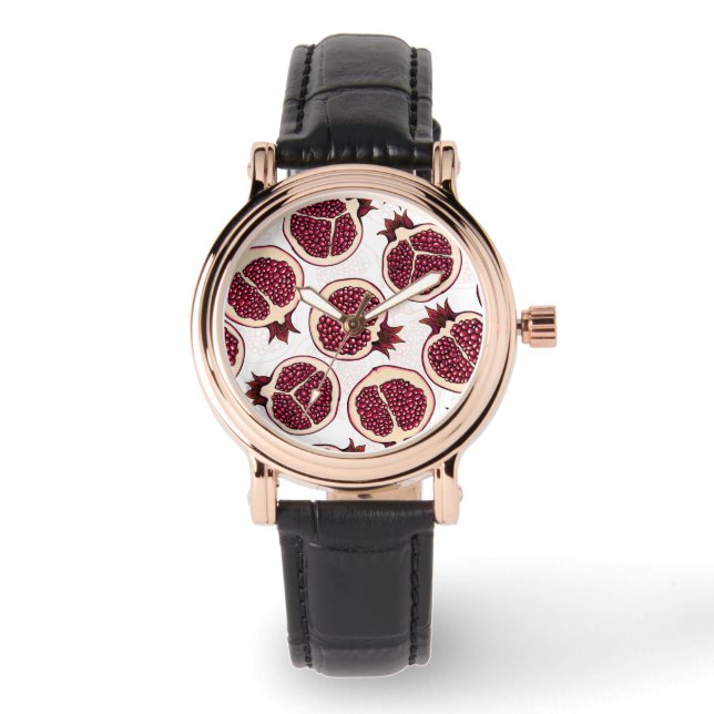Granatscheiben auf weiß armbanduhr (Vorderseite)