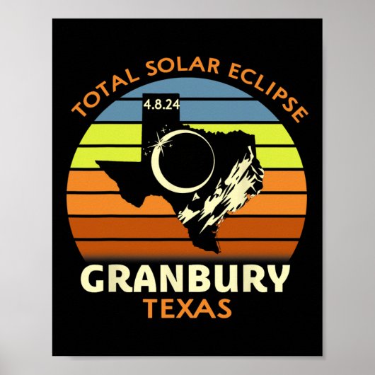 Granbury Texas Total Solar Eclipse 2024 Poster (Vorne)