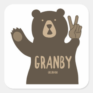 Granby Colorado Peace Bär Quadratischer Aufkleber